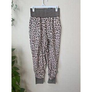 INC. Womens M Jogger Pants Cream Brown Cheetah Print High Rise